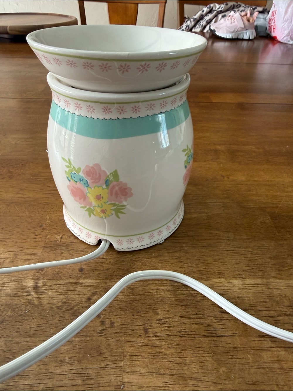 Flowered Yankee Candle Ceramic Wax Tart Warmer Electric Works Tested Cottagecore